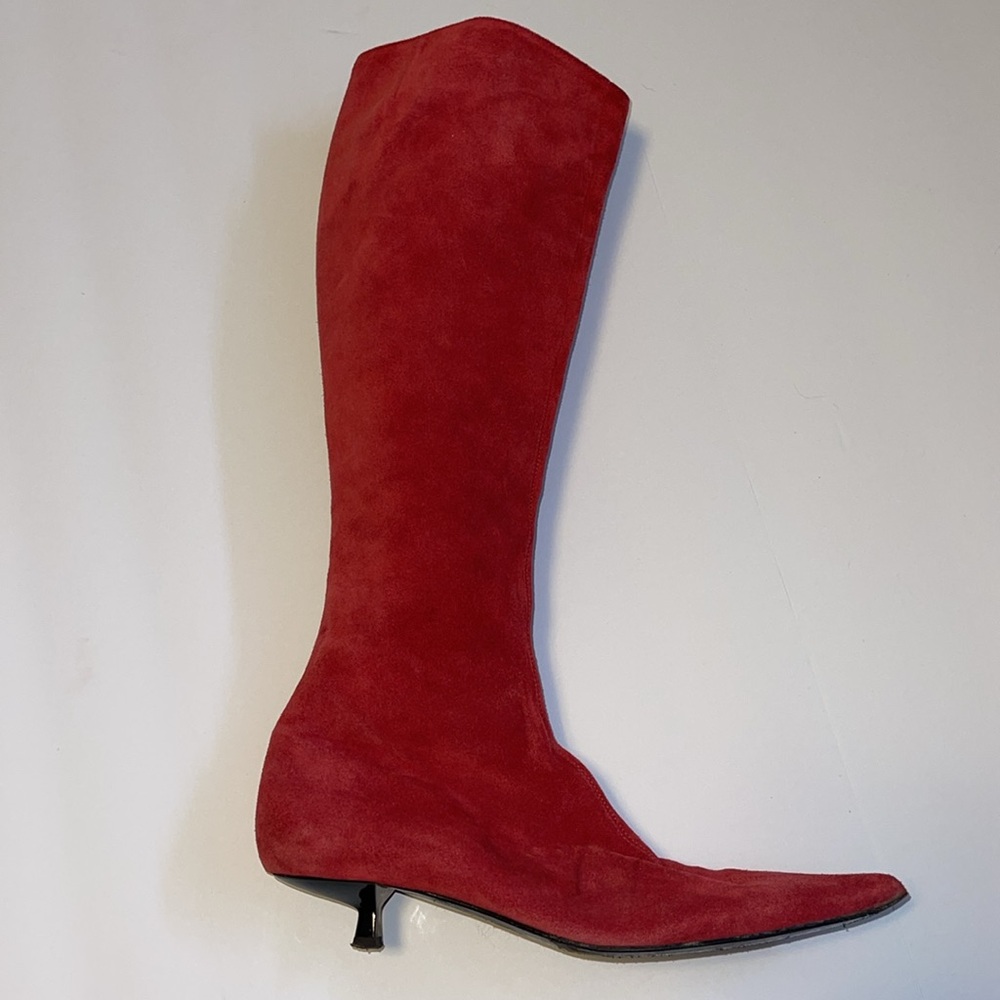Vicini Pointy Toed Red Suede Boots - Women’s Size 37.5 - Picture 4 of 13